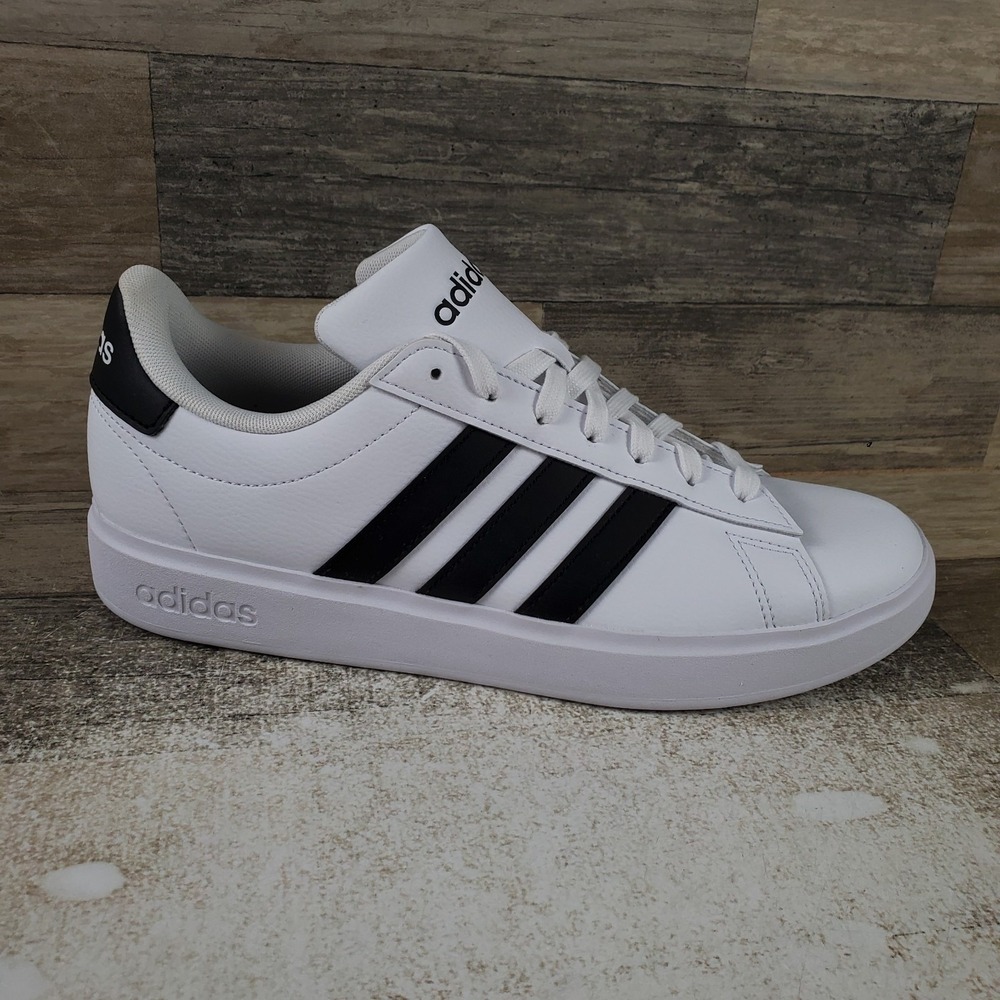 Adidas Grand Court 2.0 Mens Shoes Sz 9.5 Athletic White Black Lace Up Sneakers